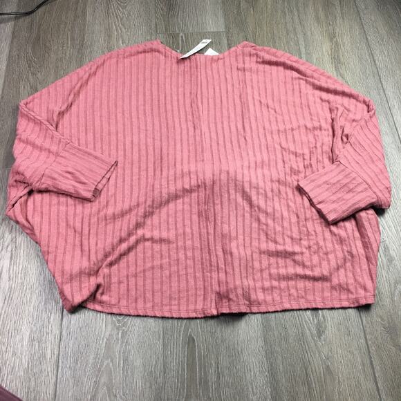 NWT Chicos Rib Knit Front Tie Cardigan Top Long Sleeve Rose Sweater Size 3/XL - Picture 2 of 5